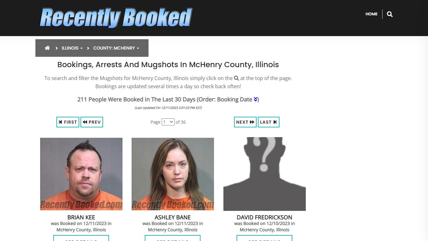 Recent bookings, Arrests, Mugshots in McHenry County, Illinois