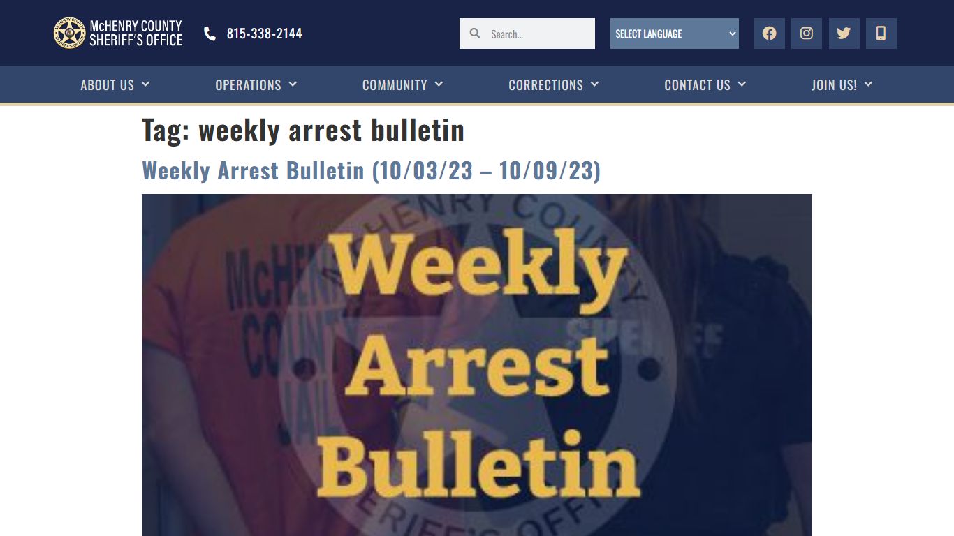 weekly arrest bulletin - McHenry County Sheriff's Office